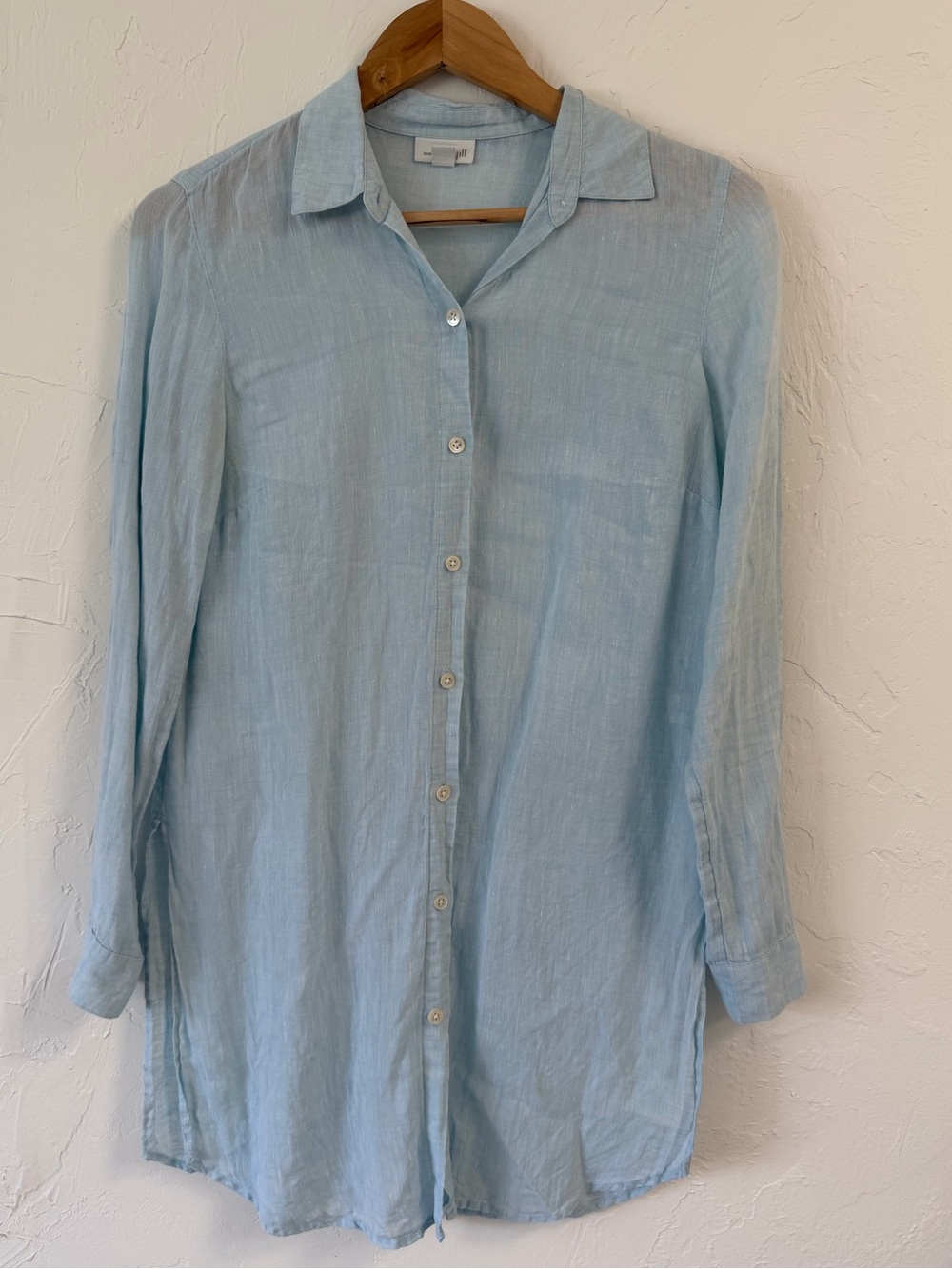 J.Jill Love Linen Blue 100% Linen Button Front Tunic Shirt XS